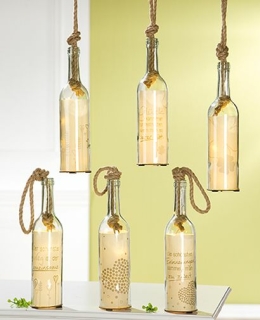 1 x Gilde Glas 5-LED Flaschenpost Herz Gl&uuml;ck Sisalknoten, 6 Designs, 3xLR44  H&ouml;he 30 cm 41385