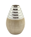 Gilde Konische Vase "Newtown" creme matt, silber glänzend L=13,5 cm B= 13,5 cm H= 21,0 cm 43908