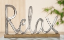 Gilde Schriftzug "Relax" auf Holzbase Base aus Mangoholz Länge 43,0 cm Breite 5,0 cm Höhe 25,0 cm