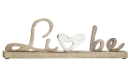 Gilde Schriftzug "Liebe" auf Holzbase Mangoholz, Herz aus Aluminium Länge 46,0 cm Breite 5,0 cm Höhe 14,0 cm 48780