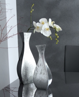 Gilde Alu  bauchige Vase &quot;Deluxe&quot; silber, H&ouml;he 31 cm  60752