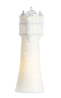 Gilde Lampe "Leuchtturm"
weiß 
Fassung E 14 max. 40 W
Höhe 35,0 cm Durchm. 12,0 cm 34083
