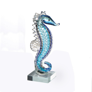 Casablanca Glasskulptur "Seepferdchen" Höhe 24cm blau/klar 127039