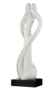 Gilde Skulptur "Der Kuss" matt weiß, schwarze Base Länge 11,5 cm Breite 15,0 cm Höhe 46,5 cm 45024