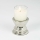 Lambert Makani Windlicht Mini mit Kerze Sockel Metall gehämmert, Glaseinsatz klar vernickelt, mit  eingegossener Kerze, elfenbein H 16 cm, D 10 cm, Brenndauer ca. 22 h 40190