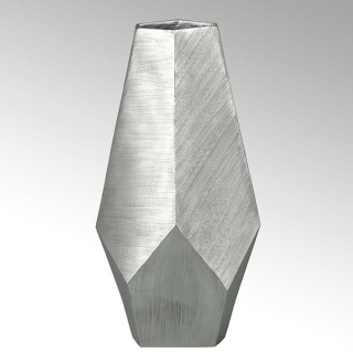 Lambert Roccia Gefäß Pentagonoptik Aluminiumguß rund matt vernickelt groß H41cm B21cm T15cm 40882