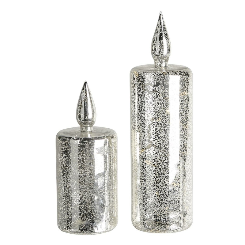 Casablanca LED Kerze,ant.silber,Glas Höhe: 22 cm Ø 9 cm 39399, 17,00 | Kerzenhalter