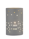 Gilde Lampe Ellipse "City" zweiseitig geprickelt, grau gespritzt Fassung E 14 max. 40 Watt 220-240 V L=10,0 cm B= 18,0 cm H= 27,0 cm 22891