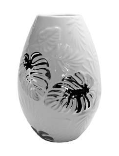 Gilde Vase bauchig "Putumayo"  weiß/silber  Länge 12,5 cm Breite 12,5 cm Höhe 20,0 cm 47032