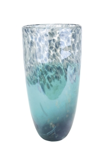 Gilde GlasArt Kegelvase "Azzurro" stahlblau/türkis/kupfer L= 17,5 cm B= 17,5 cm H= 29,0 cm 50004