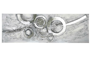 Gilde Gemälde "Circles" mit Aluminium-Elementen, handbemalt L= 2,0 cm B= 150,0 cm H= 50,0 cm 38998