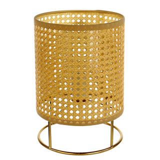 Casablanca Lampe "Vienna" Metall / Kunststoffgeflecht . goldfarben / naturfarben E27 Fassung . max. 40 Watt H: 30 cm Ø 20 cm 39410