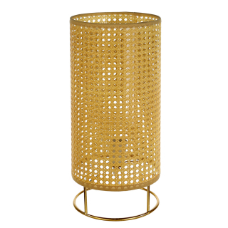 Casablanca Lampe "Vienna" Metall / Kunststoffgeflecht . goldfarben / naturfarben E27 Fassung . max. 40 Watt H: 45 cm Ø 20 cm 39411
