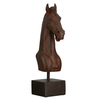 Casablanca Skulptur "Horse" Poly . dunkelbraun . Antikfinish auf quadratischer Basis H: 42.50 cm B: 12 cm T: 20cm 89337