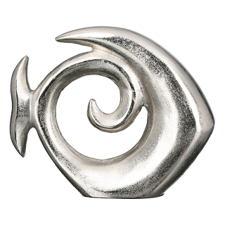 Casablanca Skulptur Fisch "Pesca" Aluminium . silberfarben . Antikfinish glänzend H= 19.50 cm B= 25 cm Tiefe: 4.50 cm 43435
