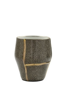 Fink FAVORA Vase,Porzellan,schwarz-gold  Höhe 26, Ø 20cm 127165