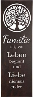 Gilde Wandrelief Weisheit "Lebensbaum" dunkelbraun "Familie ist, wo Leben beginnt und Liebe niemals endet." H: 90 cm B: 30 cm Tiefe: 3 cm 67229