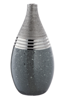 Gilde Vase bauchig "Magma" silberfarben/granit H: 34.50 cm B: 16 cm T: 16cm 47268