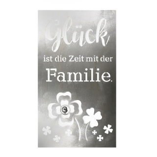 Gilde Wandrelief "Familienglück" antik silber, mit Edelstahlkugel "Glück ist die Zeit mit der Familie" H: 70 cm B: 40 cm T: 3cm 67344