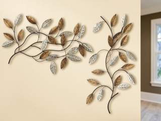 Gilde Wandrelief Zweige brauner Zweig, Blätter gold + silber H: 54 cm B: 85 cm T: 0cm 68276 2er Set