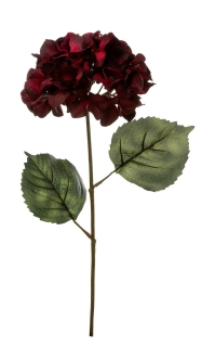 Fink HORTENSIE m. zwei Blättern,dunkel-rot  Höhe 48cm 183008