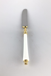 Hanseat Tafelmesser Edelstahl vergoldet Porzellangriff L:21cm