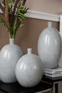 Fink ATHINA Vase,hellgrau,Goldrand,Porzellan H.37cm,25x20cm