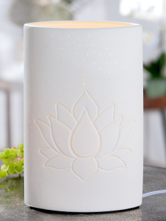 Gilde Lampe "Lotus" Porzellan weiß 32020