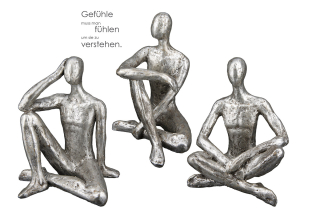 Gilde Skulptur "Relaxing" Kunstharz silberfarben 37358