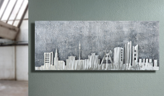 Gilde Bild Skyline "Ruhrpott"  grau, silberfarben 38157
