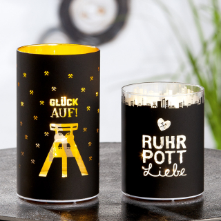 Gilde LED-Leuchter "Ruhrpott" Glas schwarz 40449