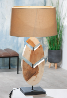 Gilde Lampe "Wooden Feather" Holz, MDF, Textil naturfarben 42156