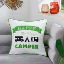 Gilde Kissen "Happy Camper" Stoff grün 44283